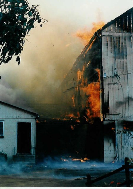 The barn fire at the Leon Lapp farm on Cains Road... 8/29/92